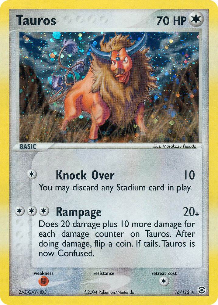 Tauros - 16/112 (RG) Holo Rare - Moderate Play Reverse Holofoil