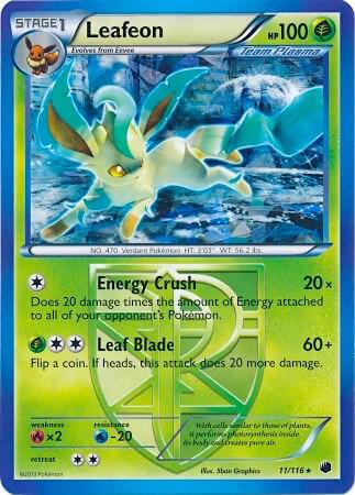Leafeon - 011/116 (BW Plasma Freeze) Holo Rare - Heavy Play Holofoil