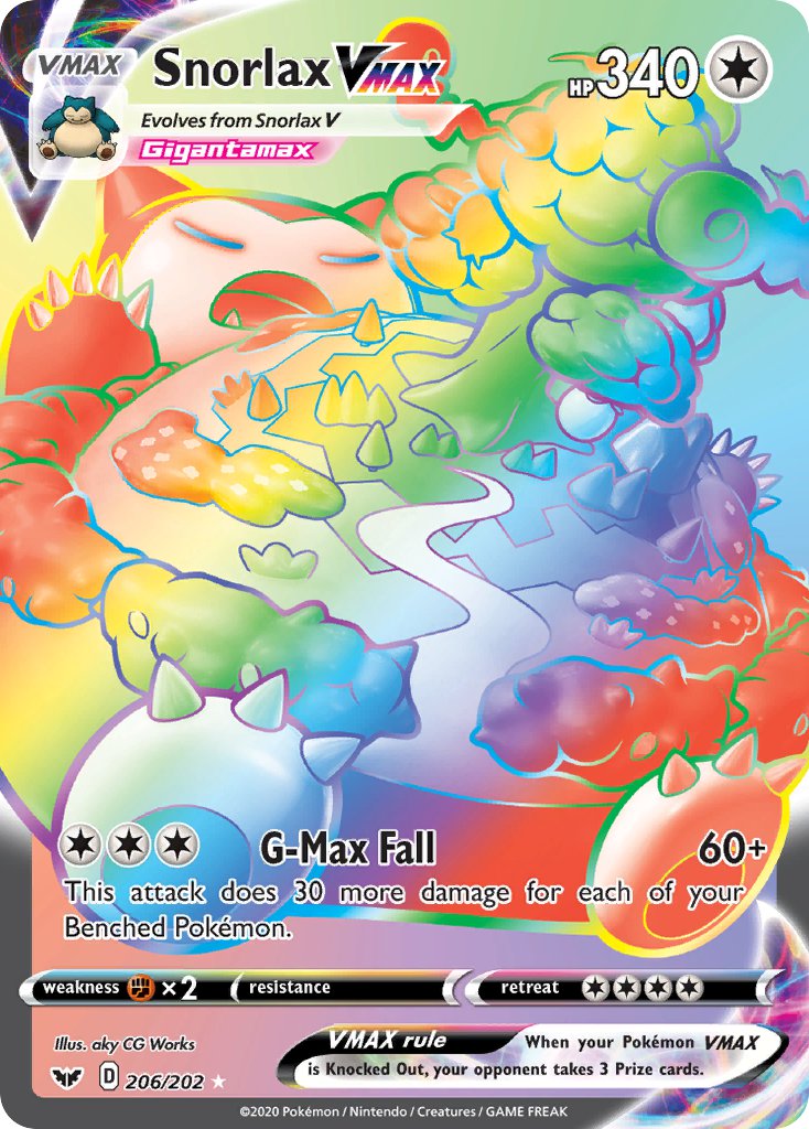 Snorlax VMAX (Secret) - 206/202 (SWSH01) Secret Rare - Near Mint Holofoil