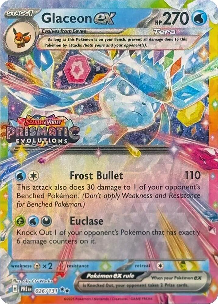 Glaceon ex - 026/131 (Prismatic Evolutions Stamp) (PRE) Double Rare - Near Mint Holofoil
