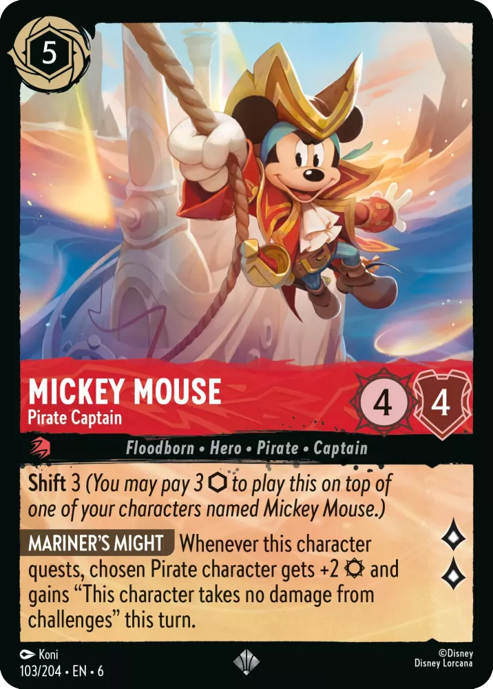 Mickey Mouse - Pirate Captain (Azurite Sea 103/204) Super Rare - Near Mint