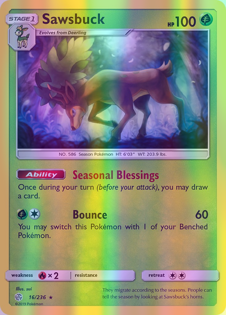 Sawsbuck - 016/236 (CEC) Holo Rare - Near Mint Reverse Holofoil