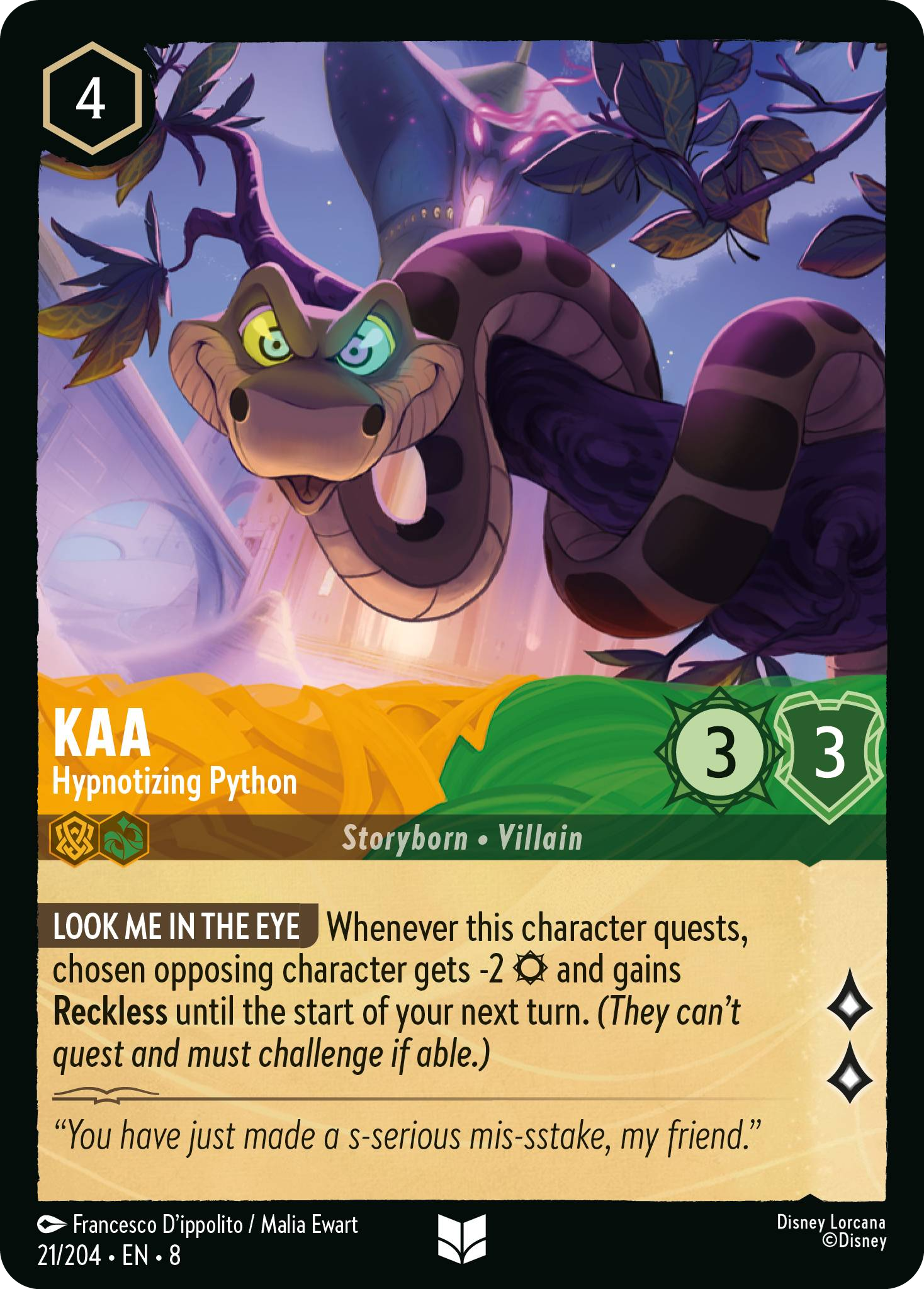 Kaa - Hypnotizing Python (Reign of Jafar - 021/204 ) Uncommon