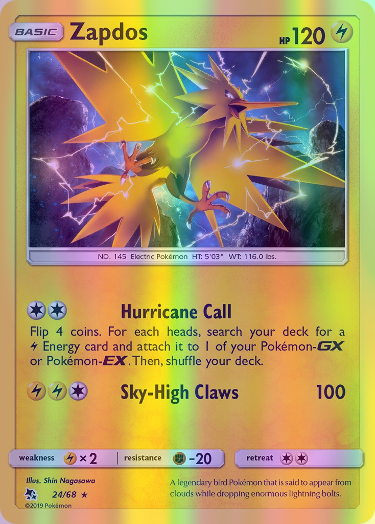 Zapdos - 24/68 (HIF) Holo Rare - Near Mint Reverse Holofoil