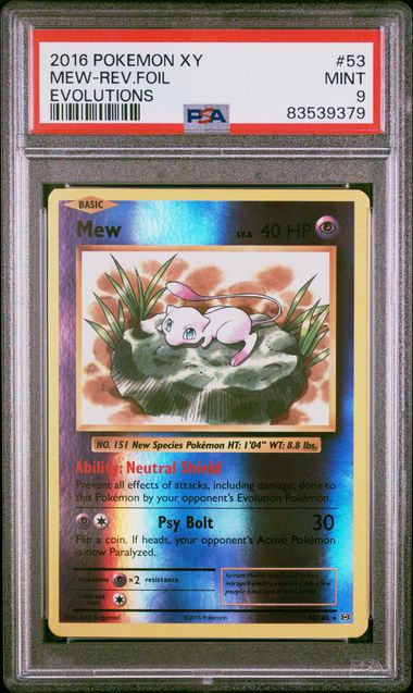 Mew - 53/108 (EVO) Holo Rare - Reverse Holo - PSA 9