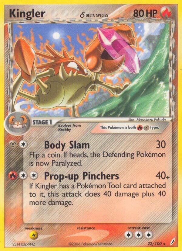 Kingler - 22/100 (CG) Reverse Holo Rare - Moderate Play Reverse Holofoil