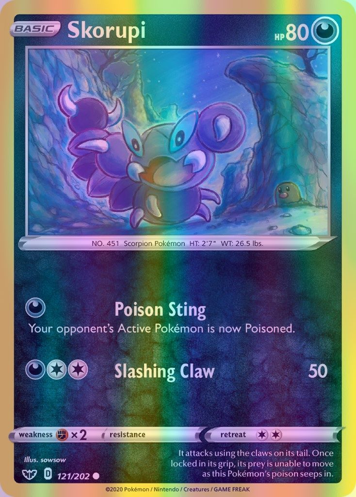 Skorupi - 121/202 (SWSH01) Common - Near Mint Reverse Holofoil