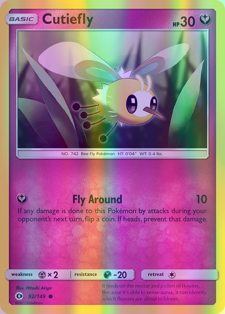 Cutiefly - 092/149 (SM01) Common - Near Mint Reverse Holofoil