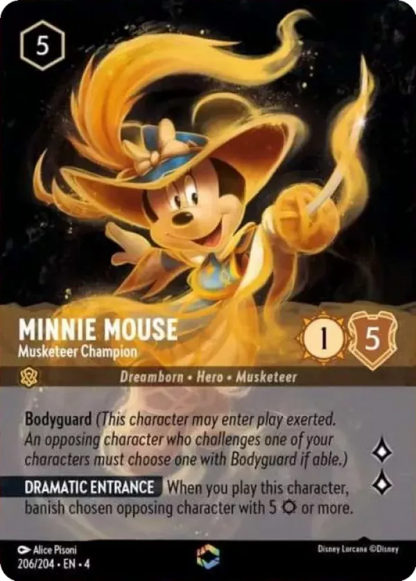 Minnie Mouse - Musketeer Champion (Alternate Art) (Ursula's Return 206/204) Enchanted - Near Mint Holofoil