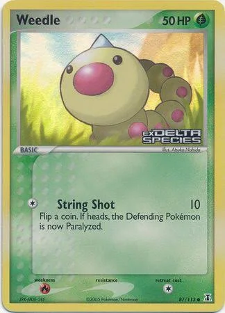 Weedle - 087/113 (DS) Common - Moderate Play Reverse Holofoil