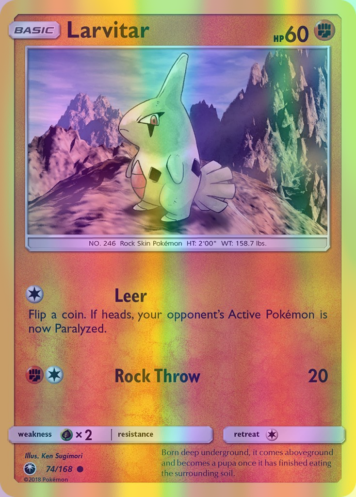 Larvitar - 074/168 (CES) Common - Near Mint Reverse Holofoil