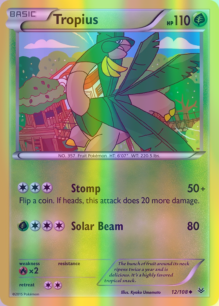 Tropius - 012/108 (ROS) Uncommon - Near Mint Reverse Holofoil
