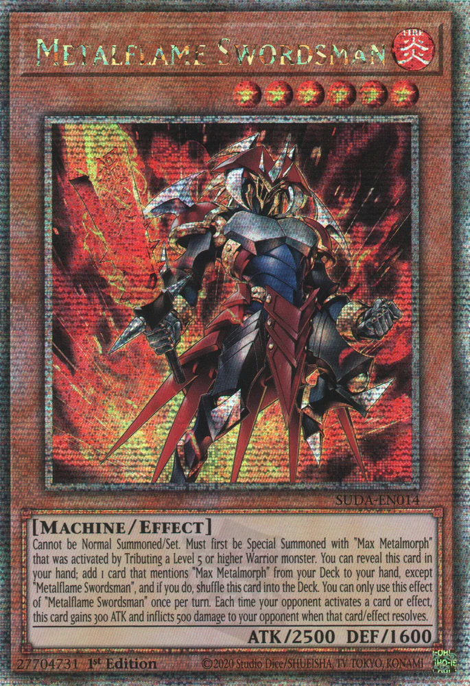 Metalflame Swordsman (SUDA-EN014) Quarter Century Secret Rare - Near Mint 1st Edition