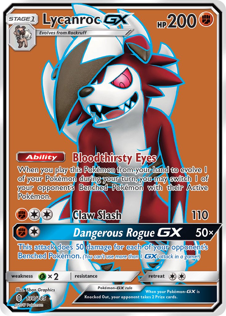 Lycanroc GX (Full Art) - 138/145 (SM:GRI) Ultra Rare - Near Mint Holofoil