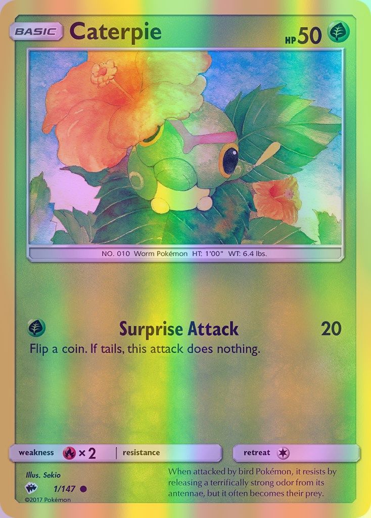 Caterpie - 001/147 (SM:BUS) Common - Near Mint Reverse Holofoil