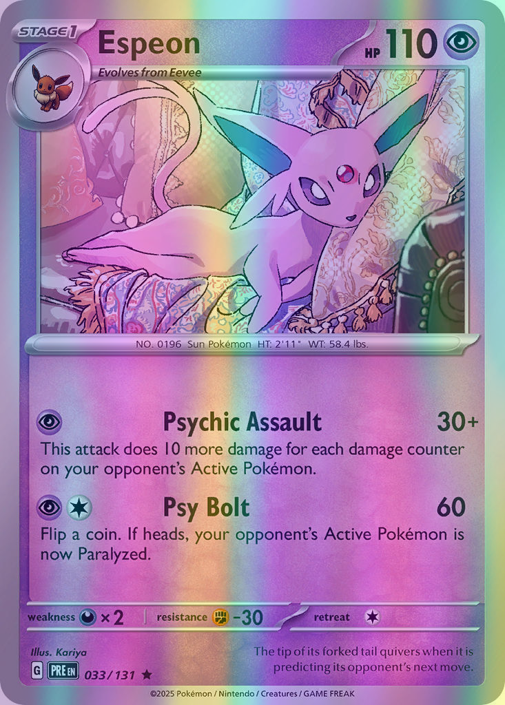 Espeon - 033/131 (PRE) Rare - Near Mint Reverse Holofoil