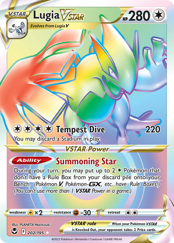 Lugia VSTAR (Secret) - 202/195 (SWSH12) Secret Rare - Near Mint Holofoil