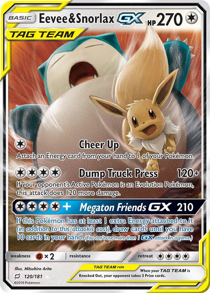 Eevee & Snorlax GX - 120/181 (SM9) Ultra Rare - Near Mint Holofoil