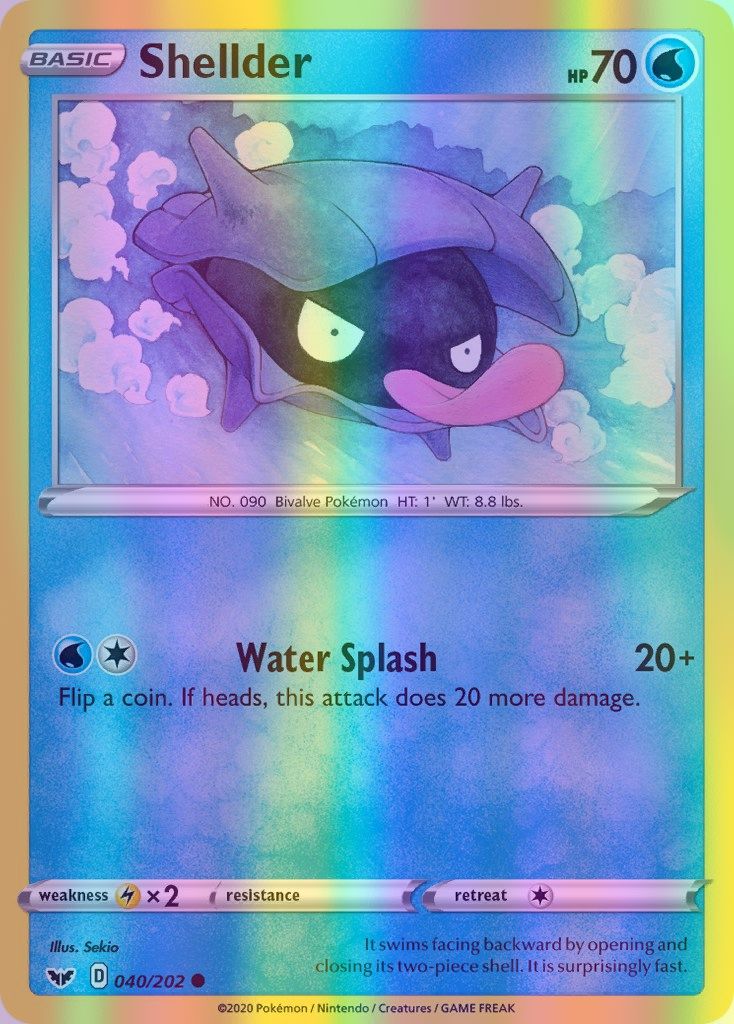 Shellder - 040/202 (SWSH01) Common - Near Mint Reverse Holofoil