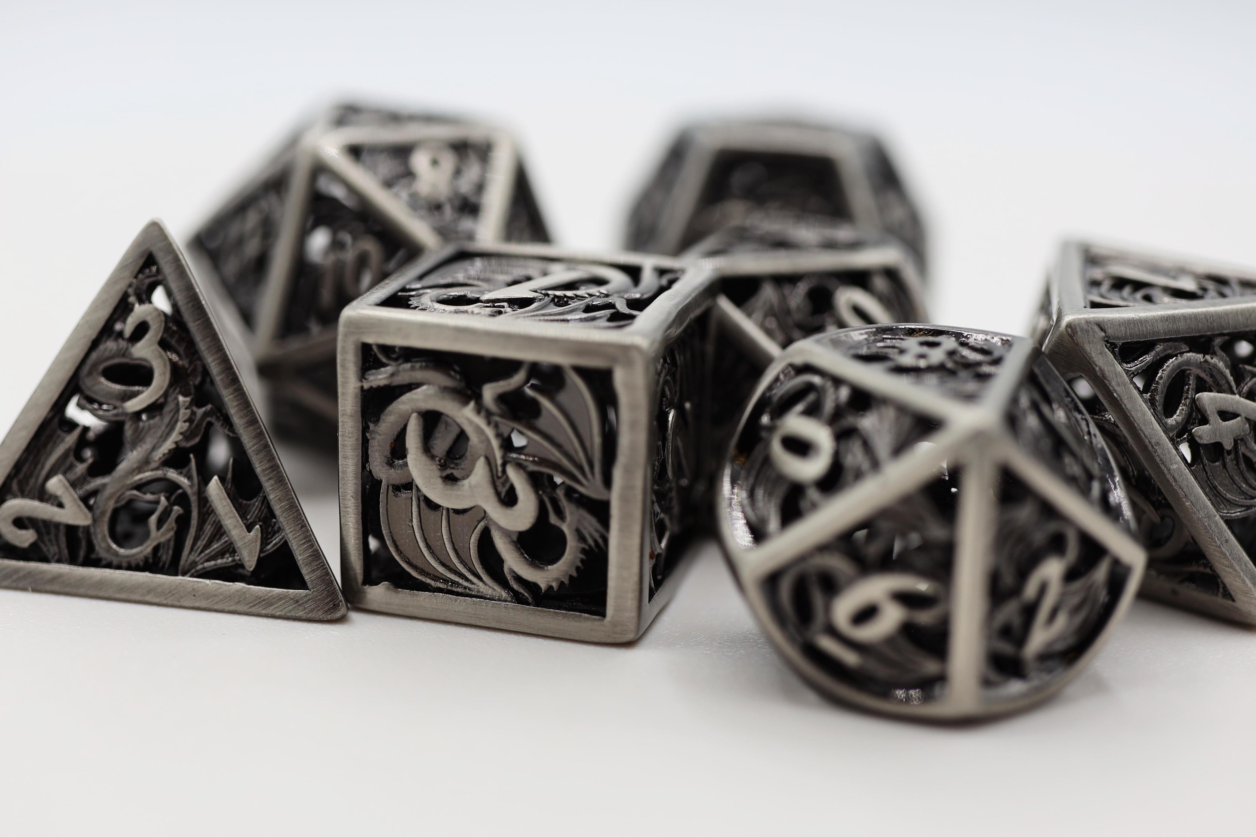 Dragon Essence: Silver - Hollow Metal RPG Dice Set