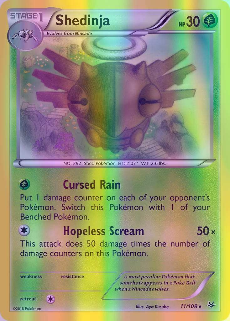 Shedinja - 011/108 (ROS) Rare - Near Mint Reverse Holofoil