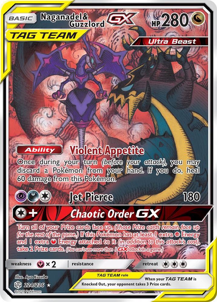 Naganadel & Guzzlord GX (Alternate Full Art) - 224/236 (CEC) Ultra Rare - Light Play Holofoil