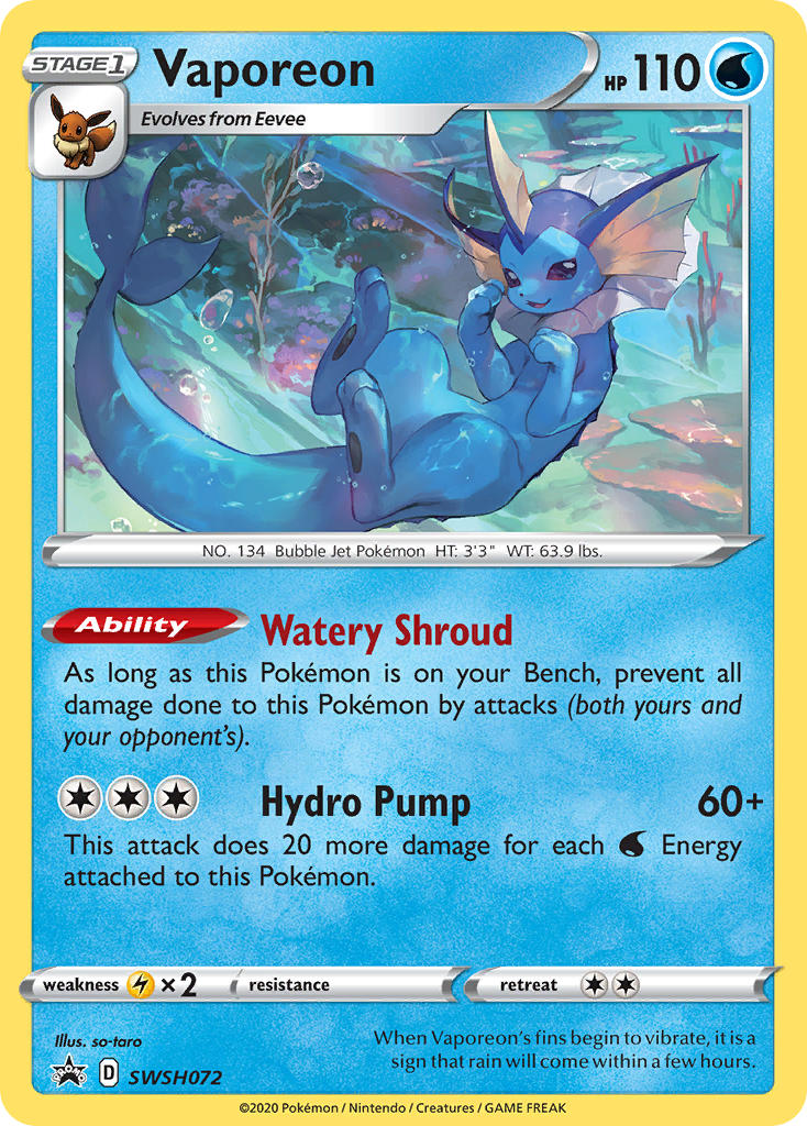 Vaporeon - SWSH072 (SWSH:PR) Promo - Near Mint Holofoil