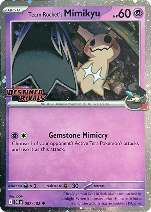 Team Rocket's Mimikyu (Prerelease) - 087/182 (DRI) Uncommon Normal Near Mint