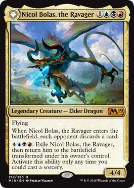 Nicol Bolas, the Ravager // Nicol Bolas, the Arisen (M19-M) Light Play