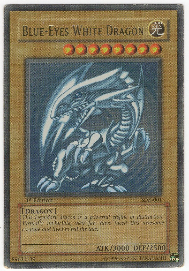 Blue-Eyes White Dragon (SDK-001) Ultra Rare 1st Edition Damaged