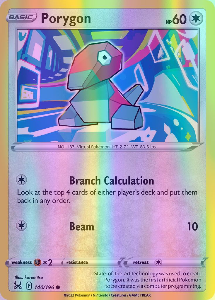 Porygon - 140/196 (SWSH11) Common - Near Mint Reverse Holofoil