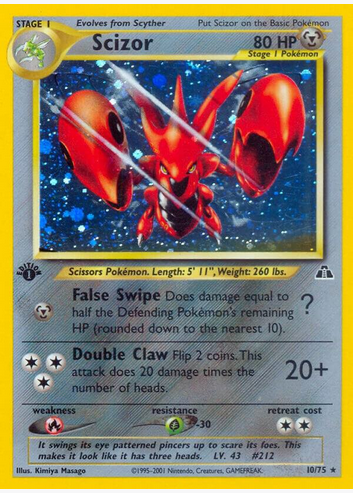 Scizor (10/75) Unlimited Holofoil Damaged