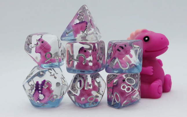 Pink T-Rex RPG Dice Set