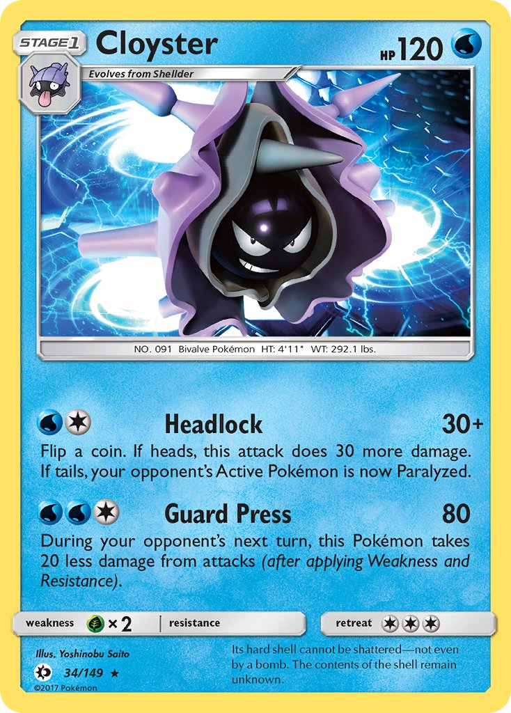Cloyster - 034/149 (SM01) Rare - Near Mint