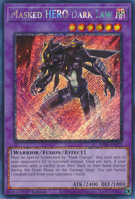 Masked HERO Dark Law (RA01-EN025) Platinum Secret Rare - Near Mint 1st Edition