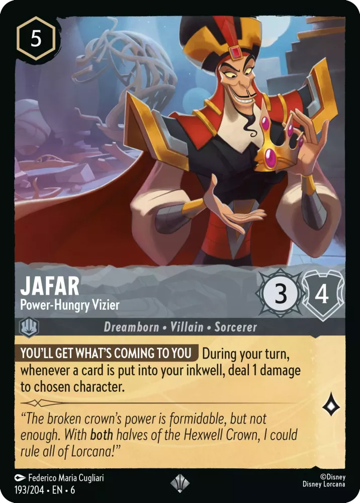Jafar - Power-Hungry Vizier (Azurite Sea 193/204) Super Rare - Near Mint
