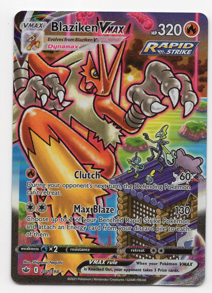 rare alternate art pokemon card Blaziken VMAX (Alternate Art) - 201/198 (SWSH06) Secret Rare