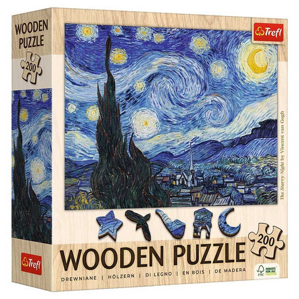 Puzzle: Vincent Van Gogh The Starry Night 200 Piece Wood