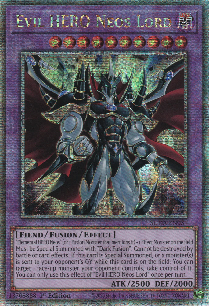Evil HERO Neos Lord (SUDA-EN031) Quarter Century Secret Rare - Near Mint 1st Edition