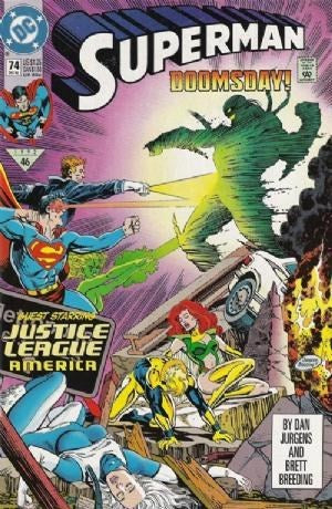 Superman (1987 Series) #74 (9.4) First battle of Superman versus Doomsday