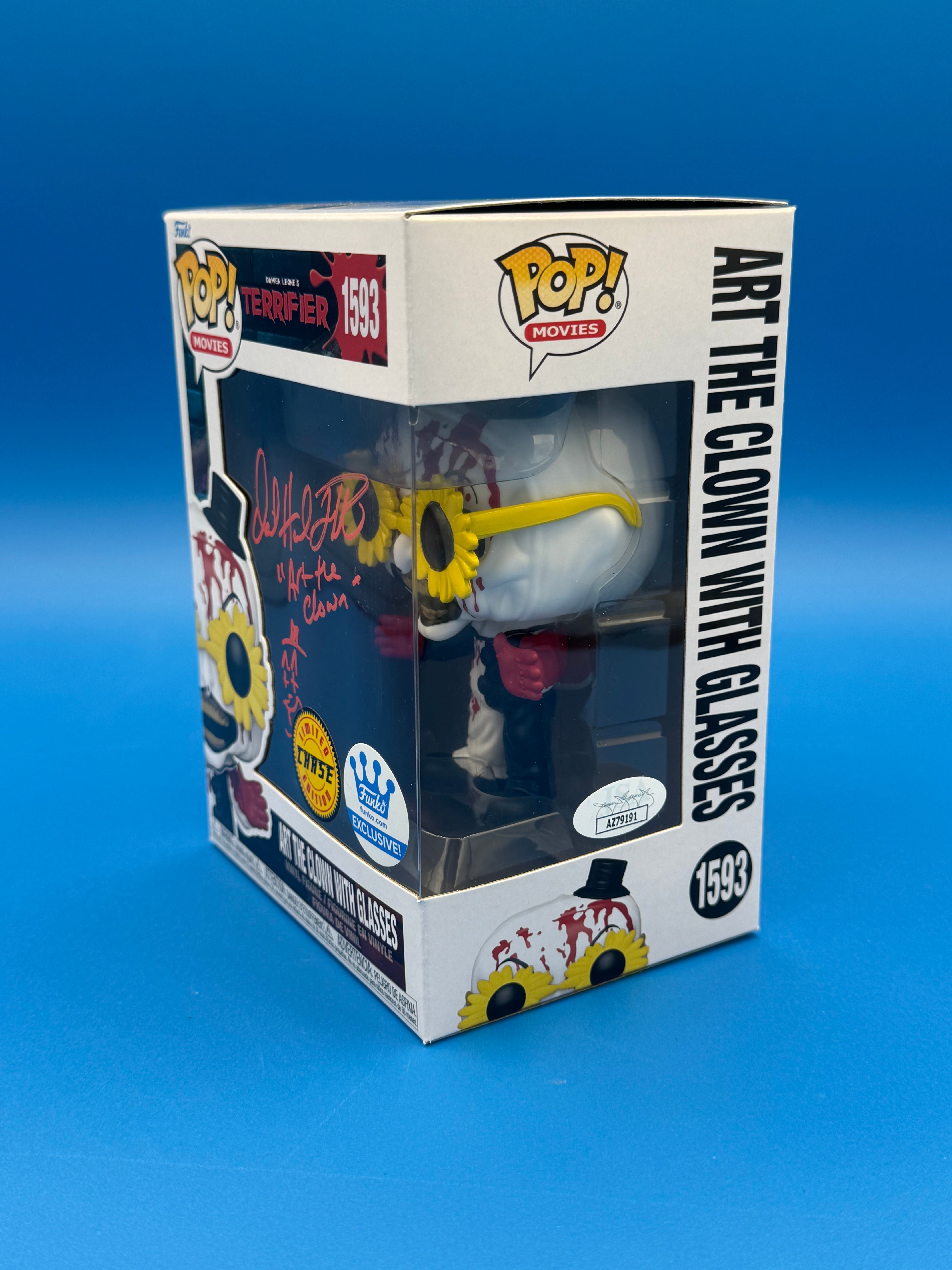 POP Figure: Horror Terrifiers #1593 - Art the Clown with Glasses (Chase - Bloody) (JSA Signature AZ79191) (Signed by David Howard Thornton)