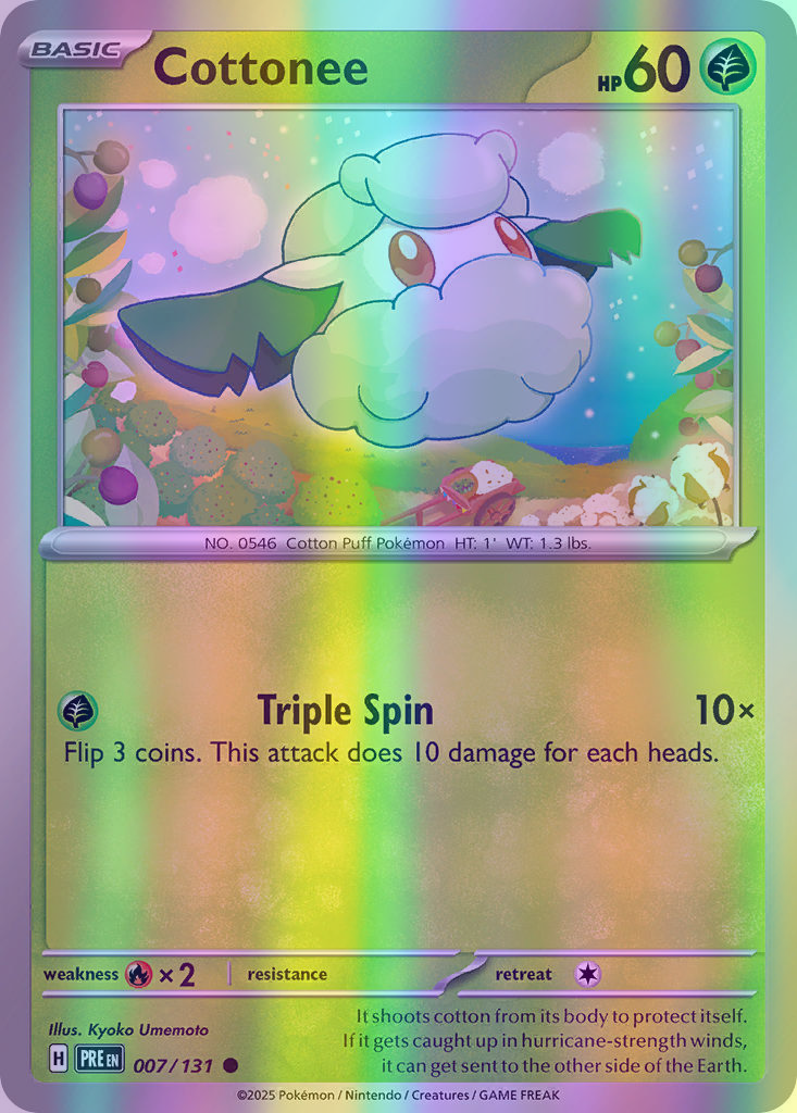Cottonee - 007/131 (PRE) Common - Near Mint Reverse Holofoil