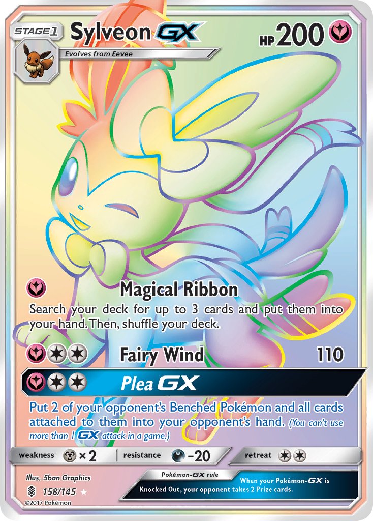Sylveon GX (Secret) - 158/145 (SM:GRI) Secret Rare - Near Mint Holofoil