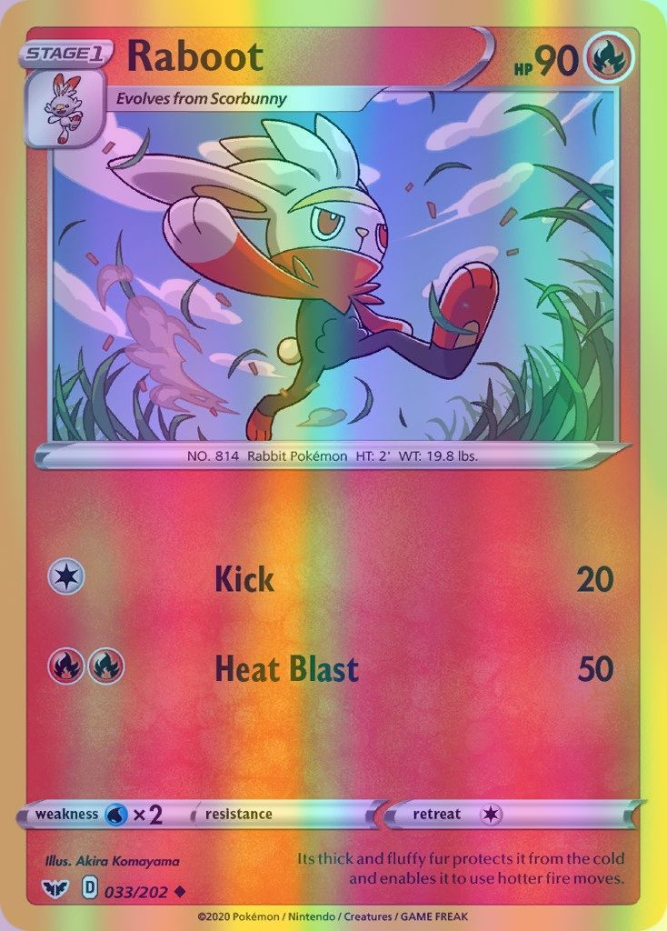 Raboot - 033/202 (SWSH01) Uncommon - Near Mint Reverse Holofoil