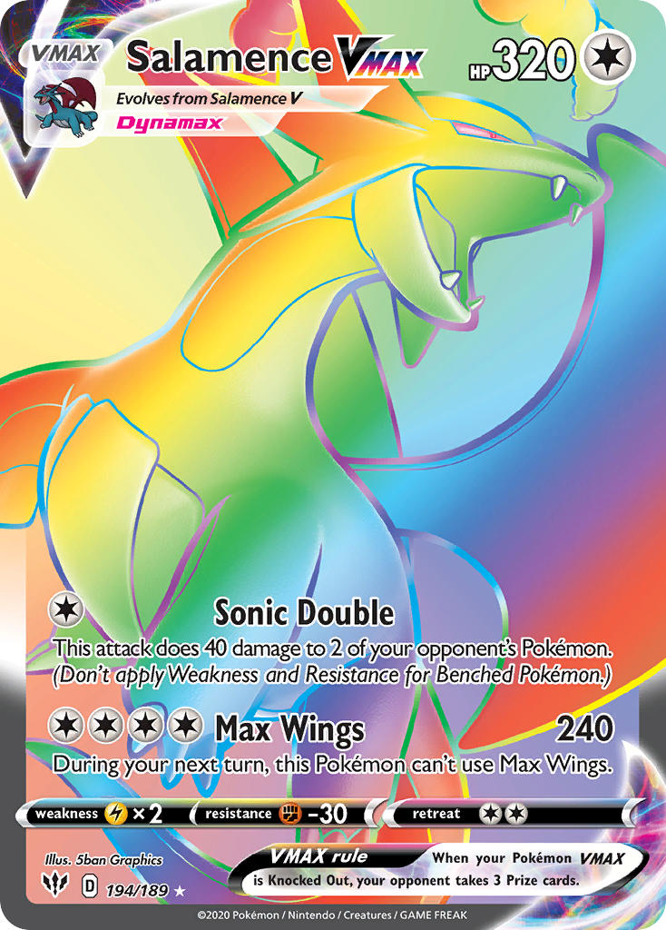Salamence VMAX (Secret) - 194/189 (SWSH03) Secret Rare - Near Mint Holofoil
