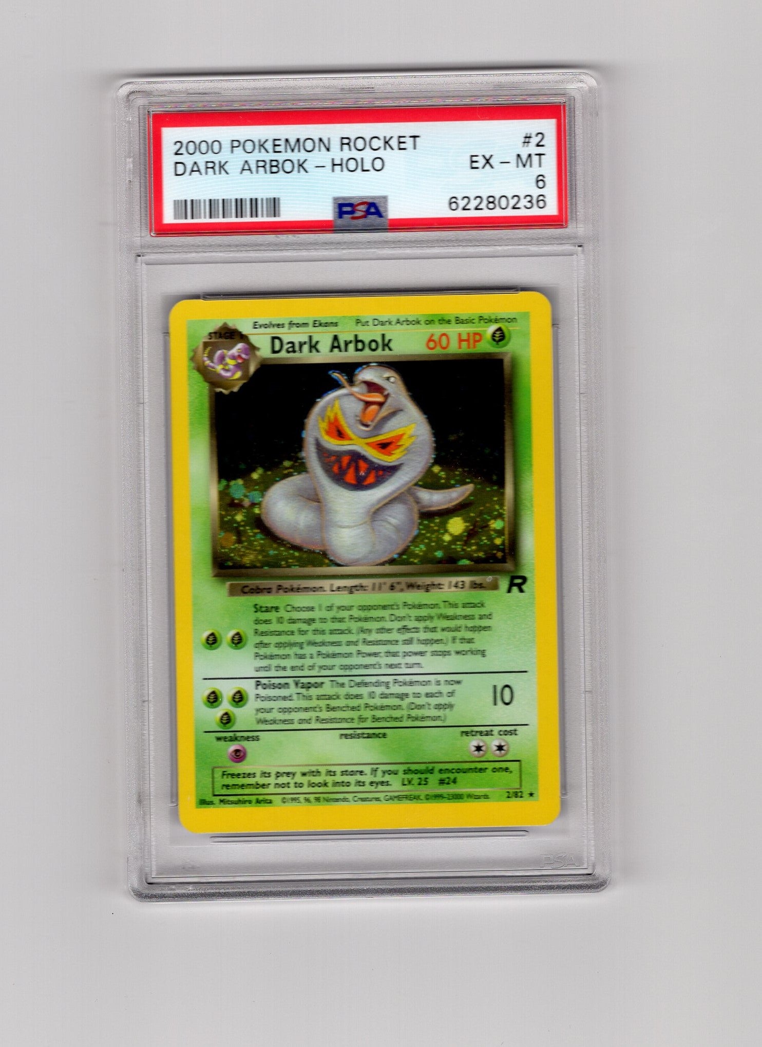 Dark Arbok - 02/82 (TR) Holo Rare - Unlimited Moderate Play (Graded - PSA 6)