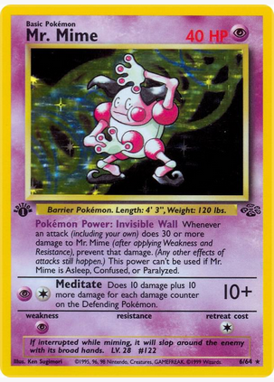 Mr. Mime - 06/64 (JU) Holo Rare - Moderately Played Unlimited Holofoil