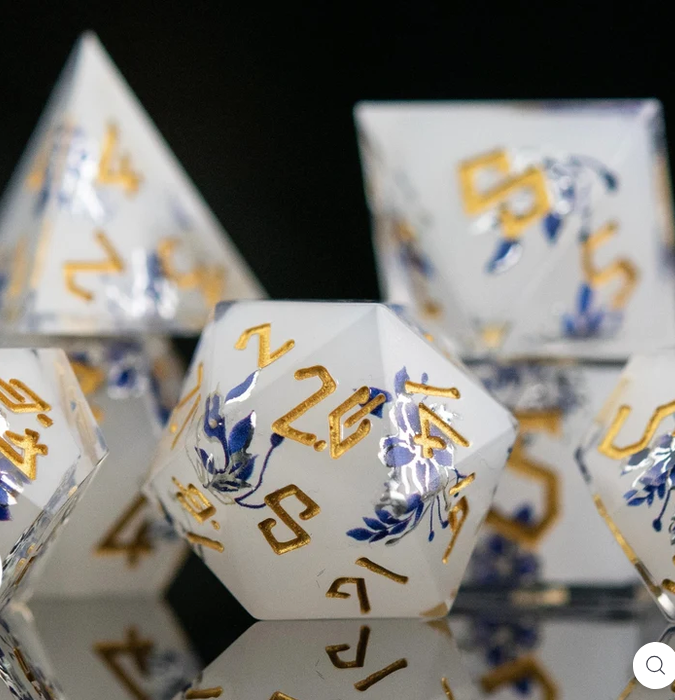 Earl Grey Lavender Sharp-Edged Resin Dice Set