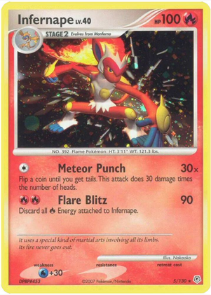 Infernape LV. 40 - 005/130 (DP) Holo Rare - Heavy Play