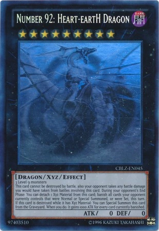 Number 92: Heart-eartH Dragon (CBLZ-EN045) Ghost Rare - Moderate Play Unlimited